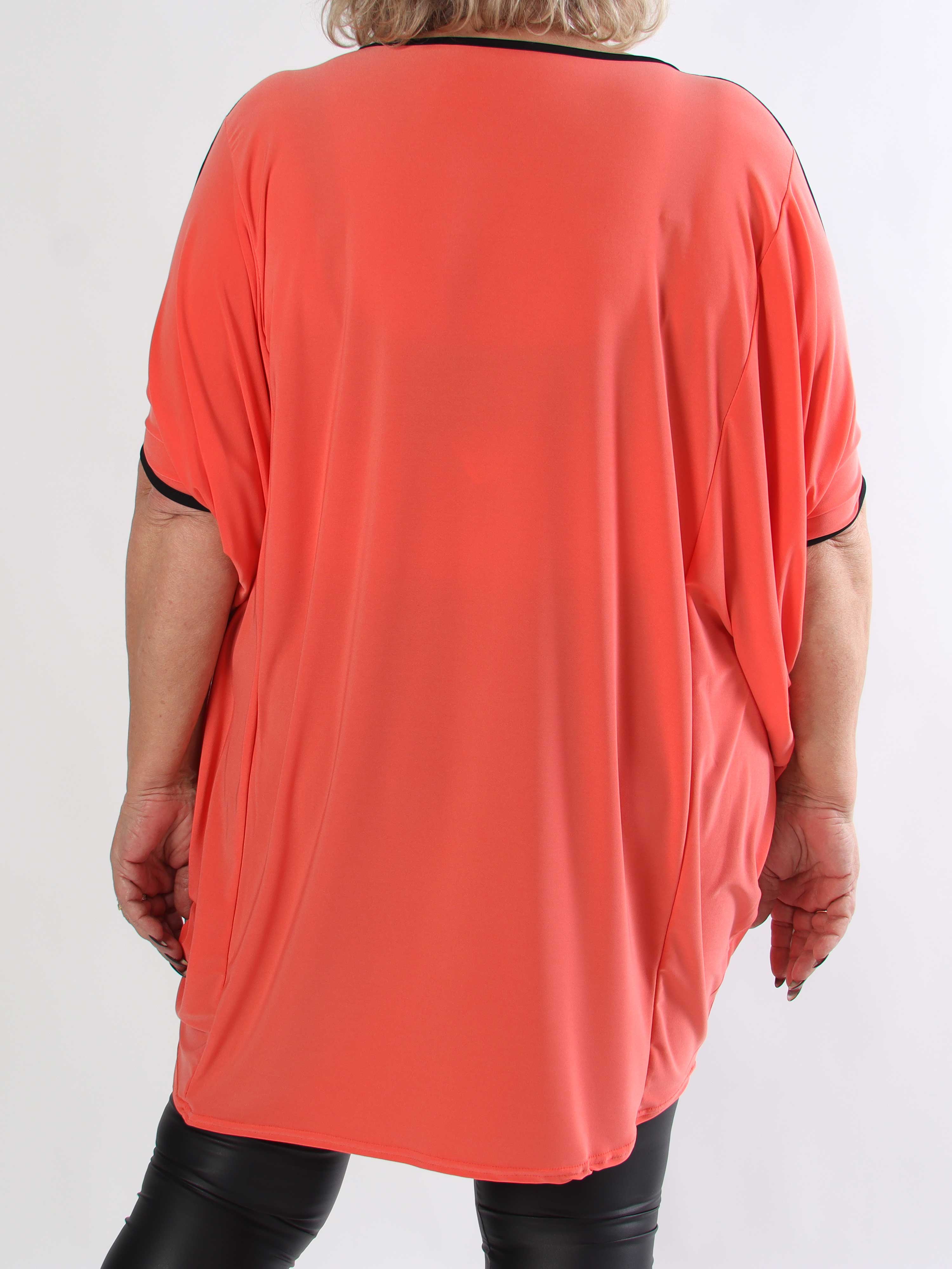 Spencer - Elastisk tofarvet plus size tunikakjole med flagermusærmer